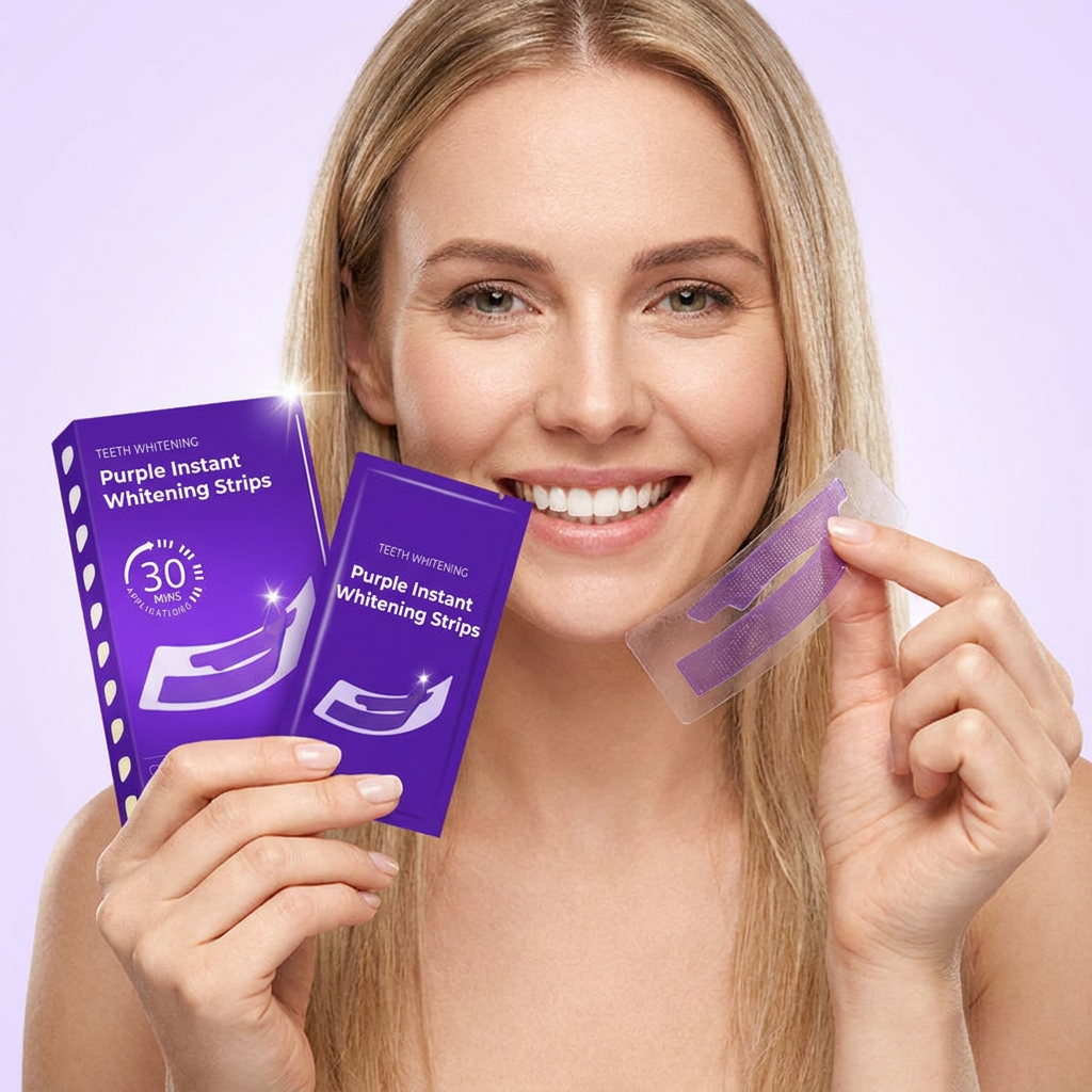 Teeth Whitening Strips Purple and Silver